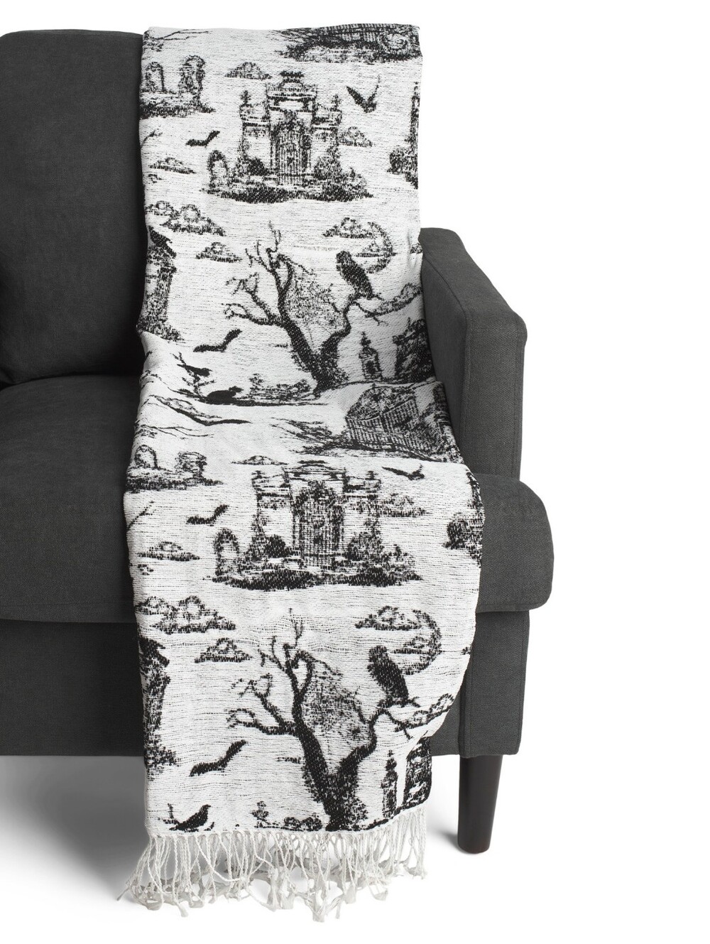 CR Curious By Cynthia Rowley Haunted House Scene Throw Blanket New